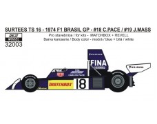 Decal – Surtees TS16 - 1974 F1 Brasil GP - #18 Pace / #19 Mass 1/32